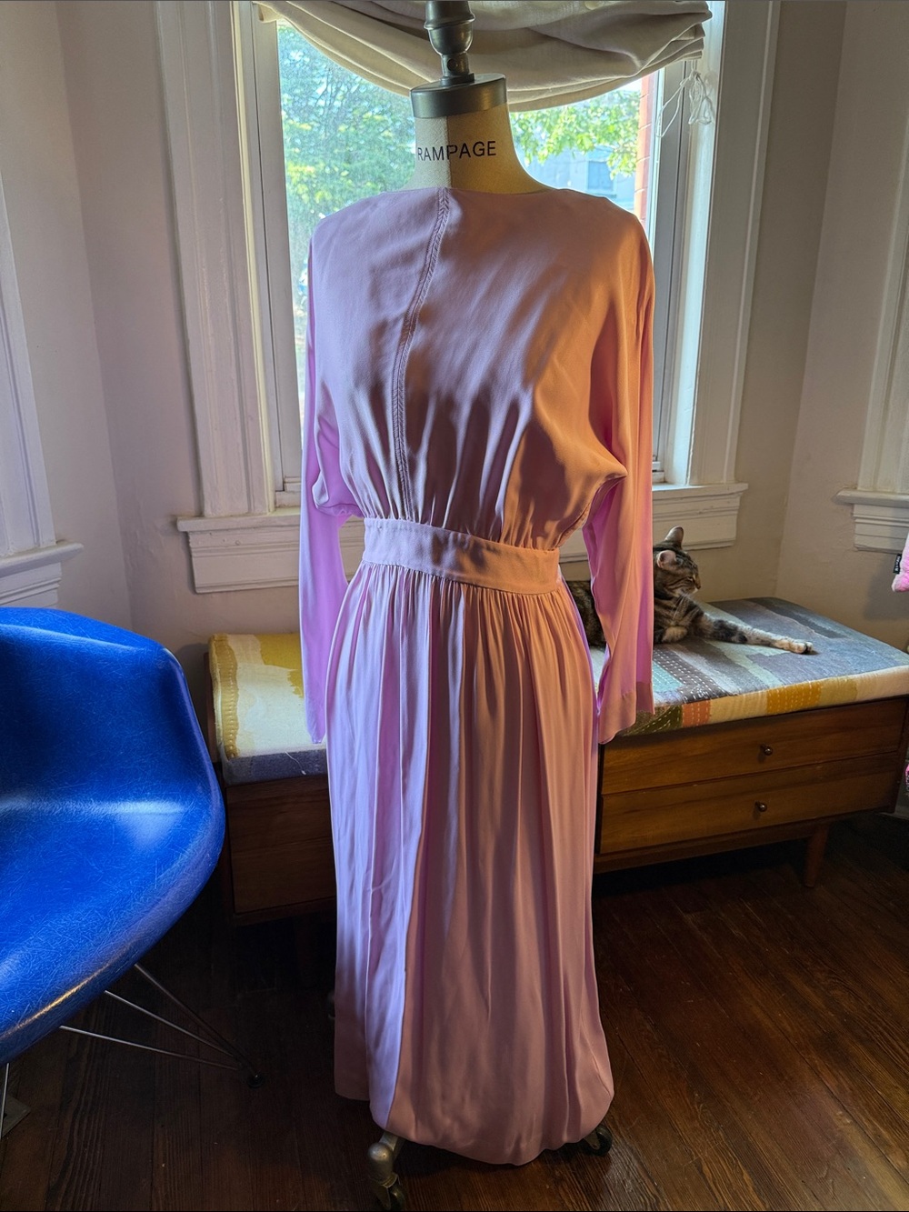Classic Long-Sleeve Pink Maxi Dress